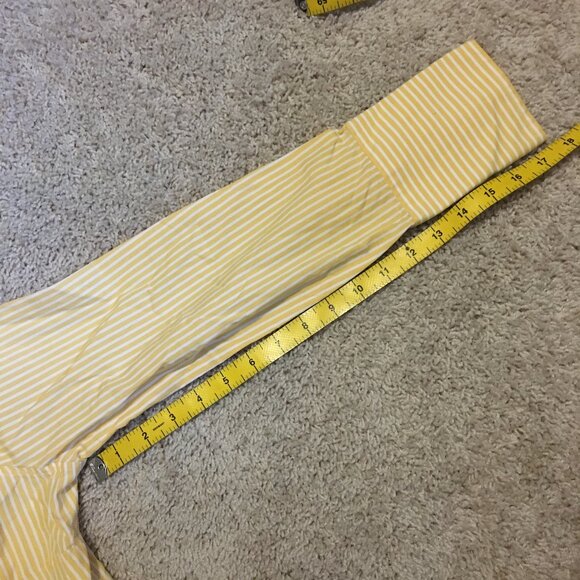 Lands' End Yellow & White Pinstripe Ruffle Trim Button Down Shirt - Picture 16 of 16